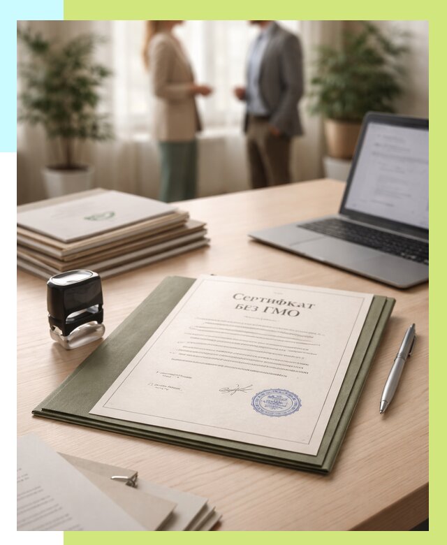 Сертификат без ГМО в Курганинске от 7801 р. оформить срочно Алешин-Кгн